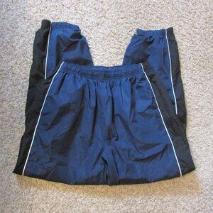 Lined Reebok XL Navy Blue Joggers Windbreaker Track Pants Zip Ankles Pull On EUC